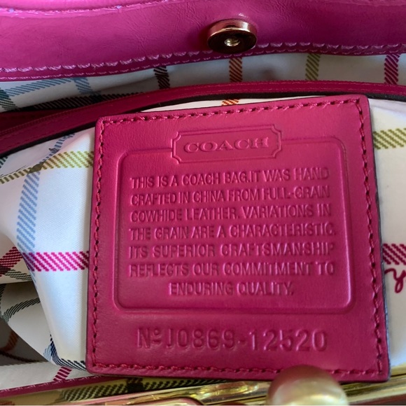 (1405) COACH PURSE ERGO PLEADED PATENT LEATHER HANDBAG FUCHSIA - Picture 3 of 16